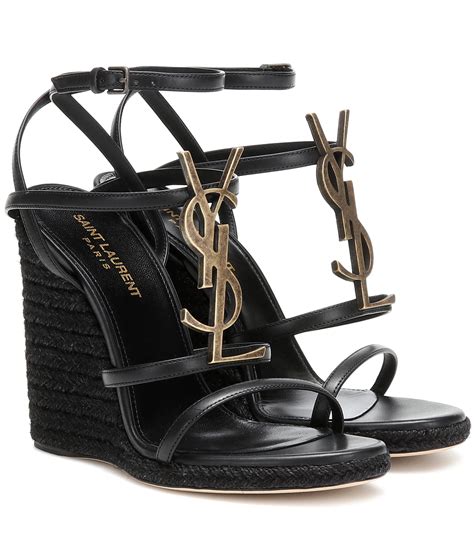 black ysl espadrilles|saint laurent espadrille wedges.